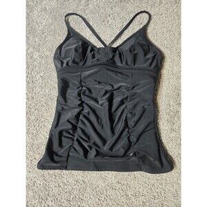 Nwt Athleta Smocked Tankini Swim Top Black Size 34B 34C